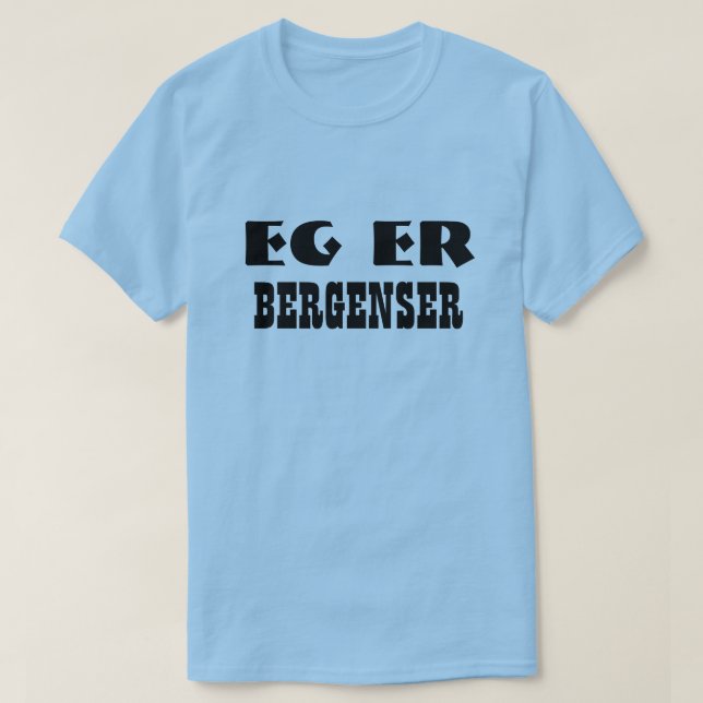 Camiseta Eu sou Bergenser em Norueguês Light Blue (Frente do Design)