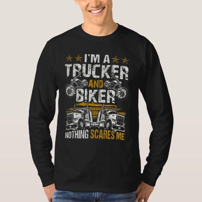 Camiseta Eu sou caminhoneiro e, quem sabe, nada me assusta (Frente)