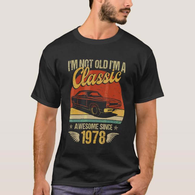 Camiseta Eu sou Classic Car Awincrível 1978 44 Aniversário  (Frente)