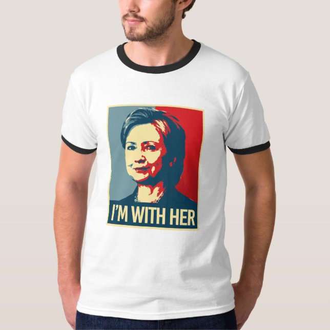 Camiseta eu sou com poster de hillary - - (Frente)