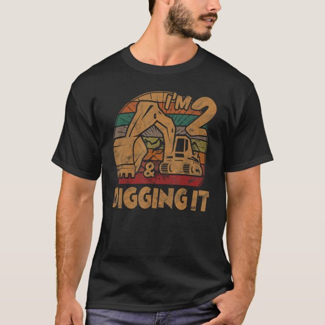Camiseta Eu sou Constru da Escavadora do segundo aniversári (Frente)