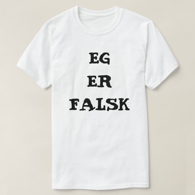Camiseta Eu sou falso em branco norueguês (Frente do Design)
