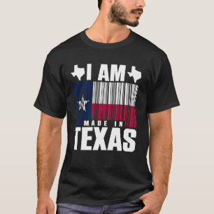 Camiseta Eu Sou Feito no Texas Bandeira Texana Código de Ba