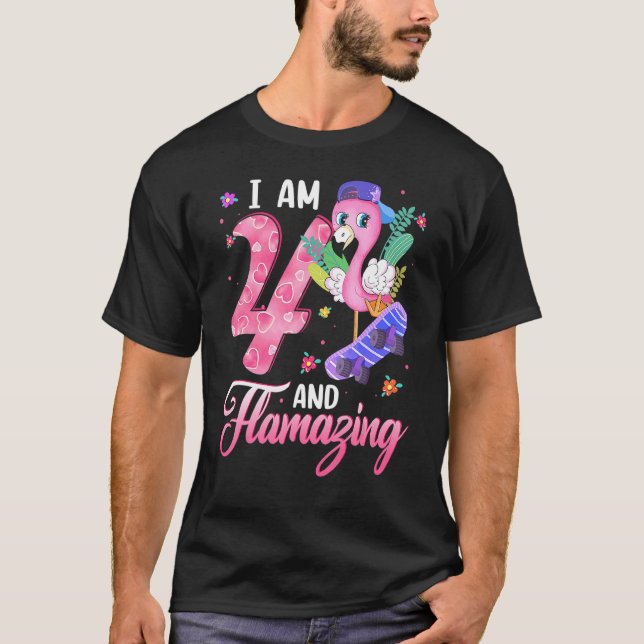 Camiseta Eu Sou Flamingo De 4 E 4 Anos (Frente)