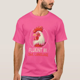 Camiseta Eu Sou Fluente Em Língua De Fuga Frango Engraçado