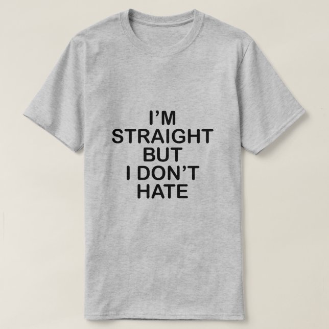 CAMISETA EU SOU HETERO, MAS NÃO ODEIO. LGBT ALLY (Frente do Design)