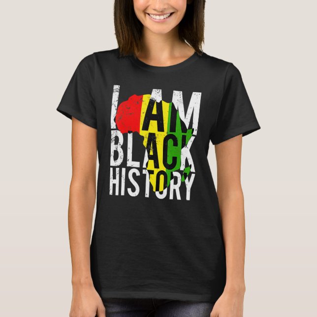 Camiseta Eu Sou História Negra Mês da História Negra e Gif  (Frente)