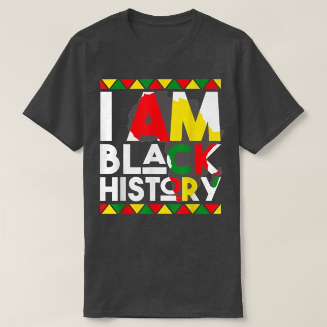 Camiseta Eu Sou História Negra Mês Orgulho Africano America (Frente do Design)