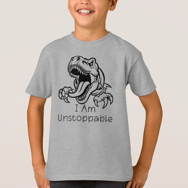 Camiseta Eu Sou Ilimitada, Dinossauro Zangado (Frente)