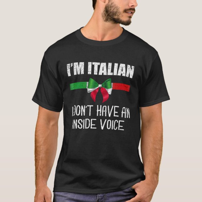 Camiseta Eu sou italiano Eu não tenho uma voz de Dentro ita (Frente)