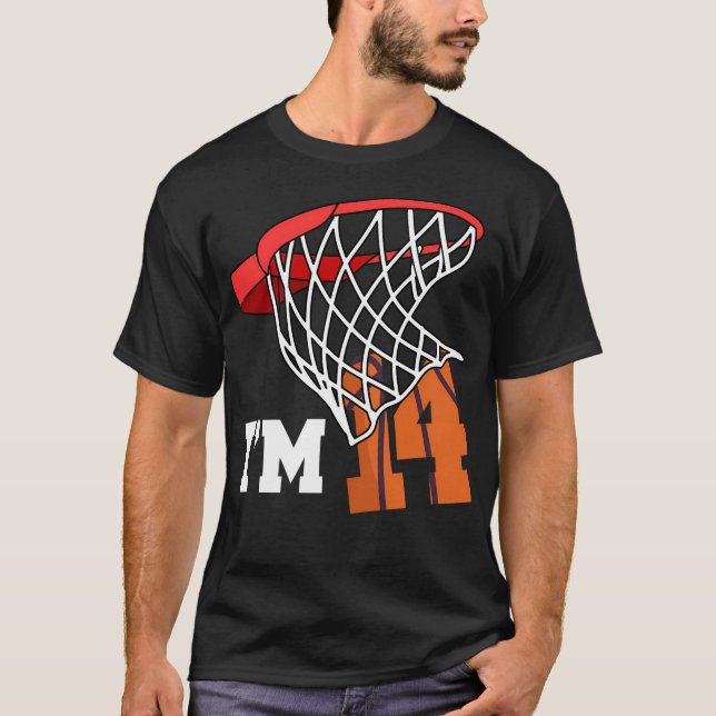 Camiseta Eu Sou Jogador De Basquete De Aniversário De 14 (Frente)