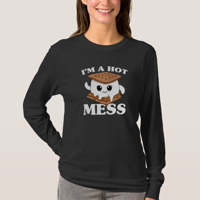 Camiseta Eu Sou Malvados Marshmallows Fofos Acampando Smore (Frente)