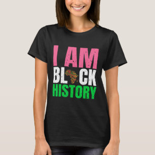 Camiseta Eu Sou Mês da História Negra Juneteenth Rosa e Ver