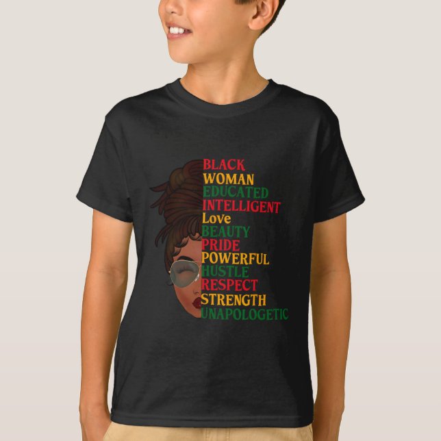 Camiseta Eu Sou Mulher Negra Mês da História Negra Educada  (Frente)