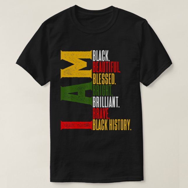 Camiseta Eu sou negro História africana Americana sem descu (Frente do Design)