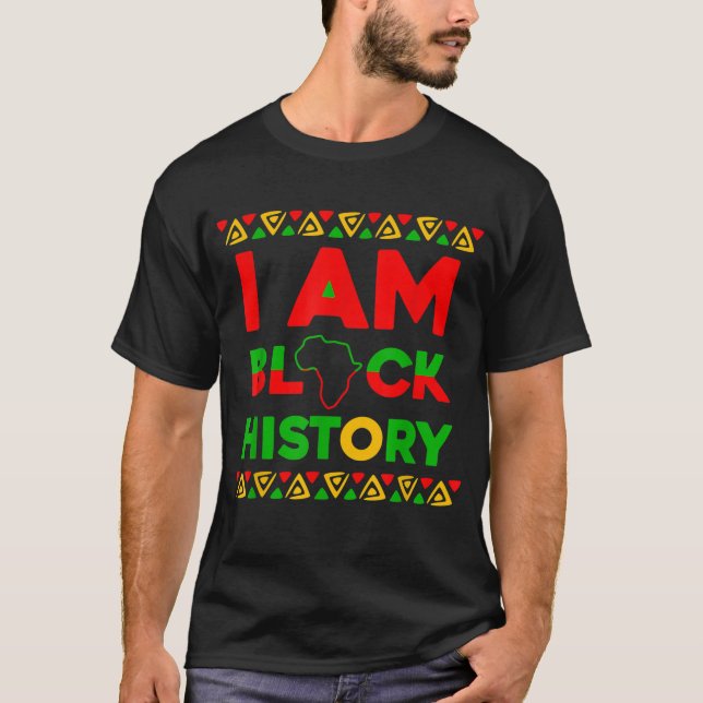 Camiseta Eu sou negro histórico mês BLM afrocêntrico (Frente)