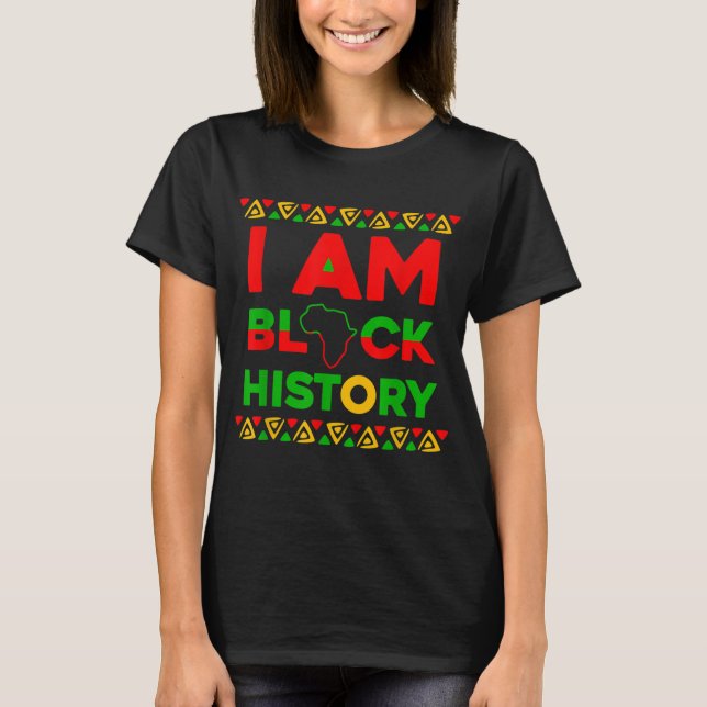 Camiseta Eu sou negro histórico mês BLM afrocêntrico (Frente)