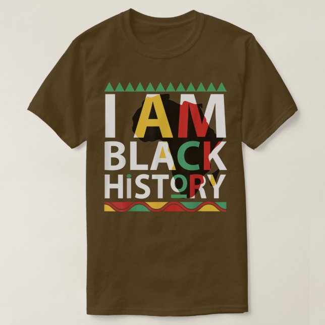 Camiseta Eu sou negro histórico mês melanino afro-americano (Frente do Design)