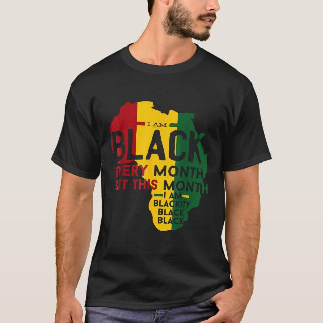 Camiseta Eu sou negro todos os meses História negra negra M (Frente)