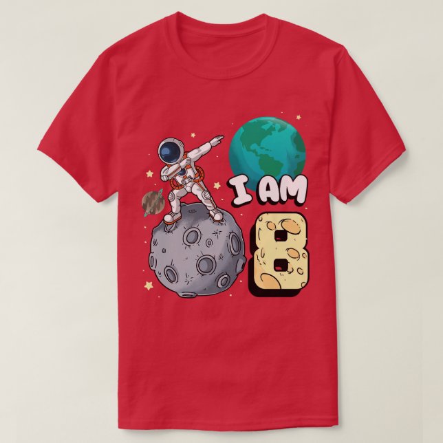 Camiseta Eu sou o 8 astronauta espacial Kid Moon Walker 8º  (Frente do Design)