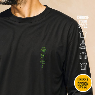 Camiseta Eu sou o Caminho João 14:6 Grade Cristã Ciberpunk