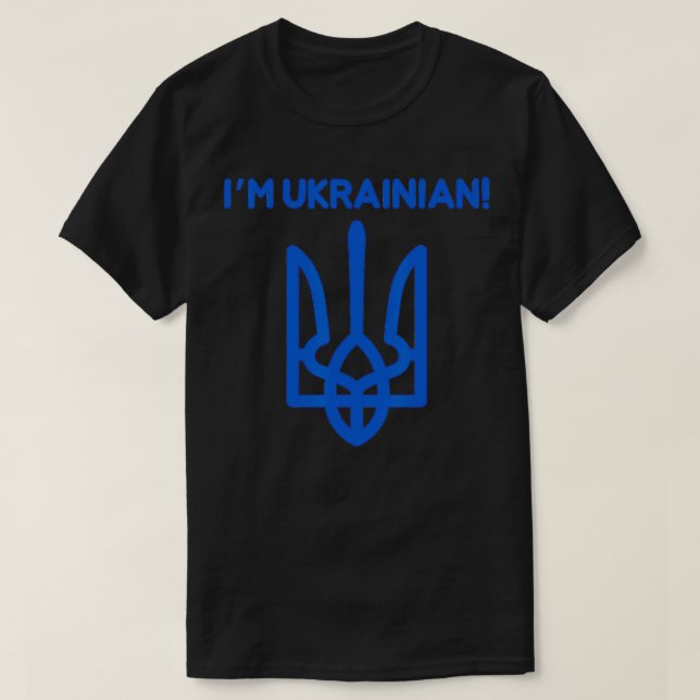Camiseta Eu sou o Casaco ucraniano de armas ucraniano Po (Frente do Design)