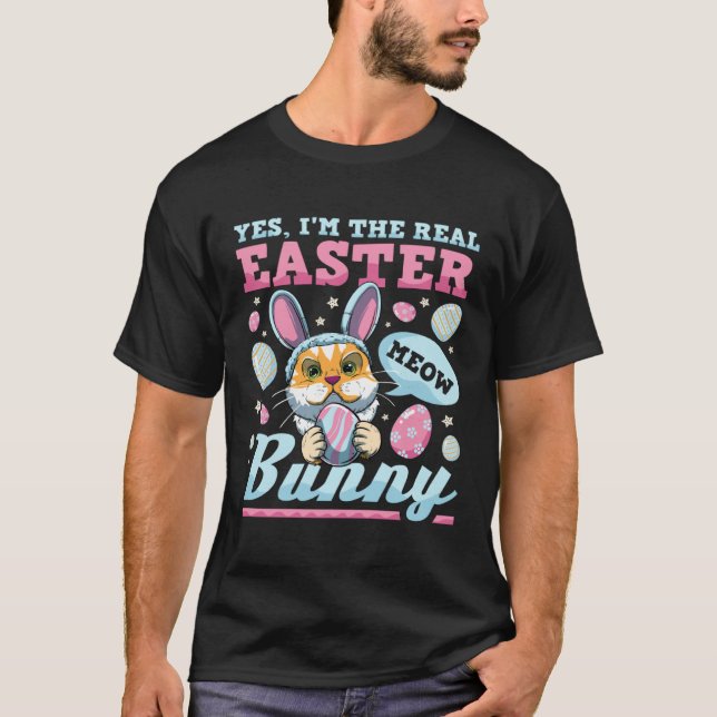 Camiseta Eu Sou O Coelho De Páscoa Gato Real (Frente)