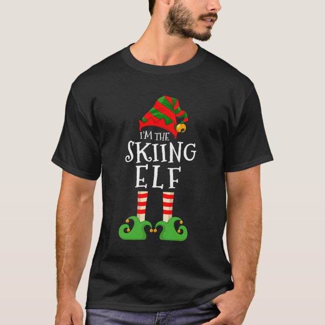 Camiseta Eu Sou O Elf De Skiing Engraçado Correspondendo Ao (Frente)