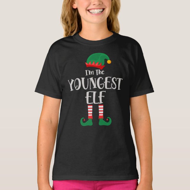 Camiseta Eu sou o Elf mais jovem a combinar o Natal (Frente)