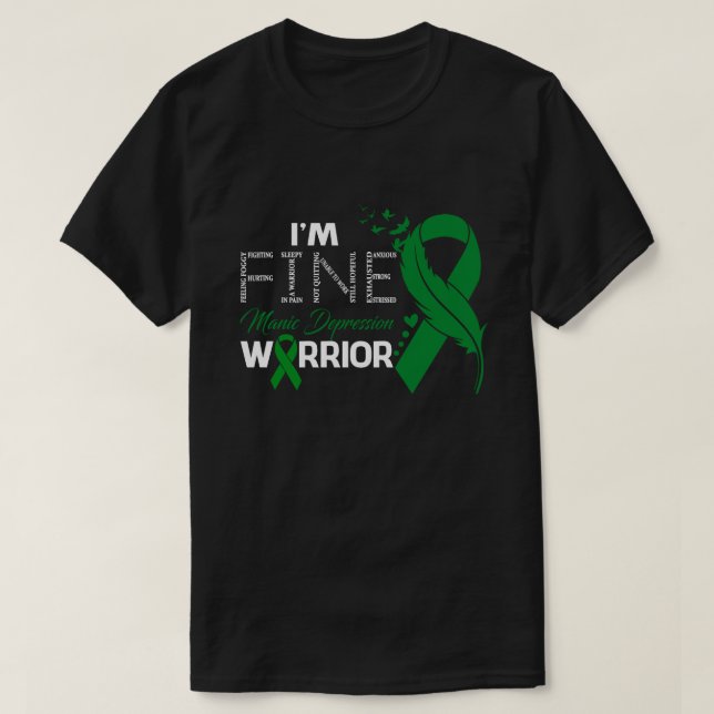 Camiseta Eu sou o "Fine Manic Depression Warrior Awarness F (Frente do Design)