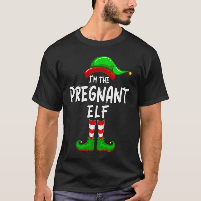 Camiseta Eu sou o Grávida Elf Matching Family Group Christm (Frente)