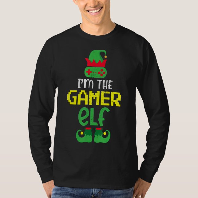Camiseta Eu sou o jogo de Natal engraçado do Elf 8 bits (Frente)