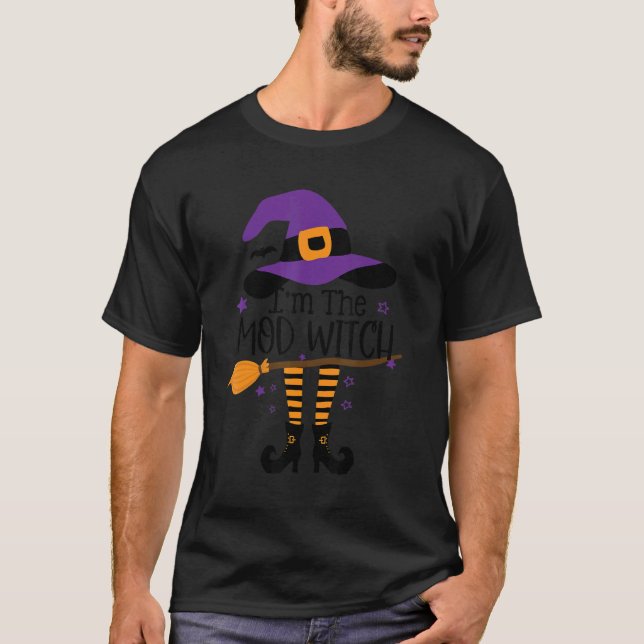 Camiseta Eu Sou O Mod Witch Halloween Matching Group Costum (Frente)