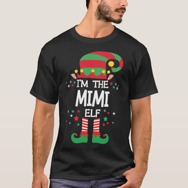 Camiseta Eu sou o Natal da família da mamãe Elf. (Frente)