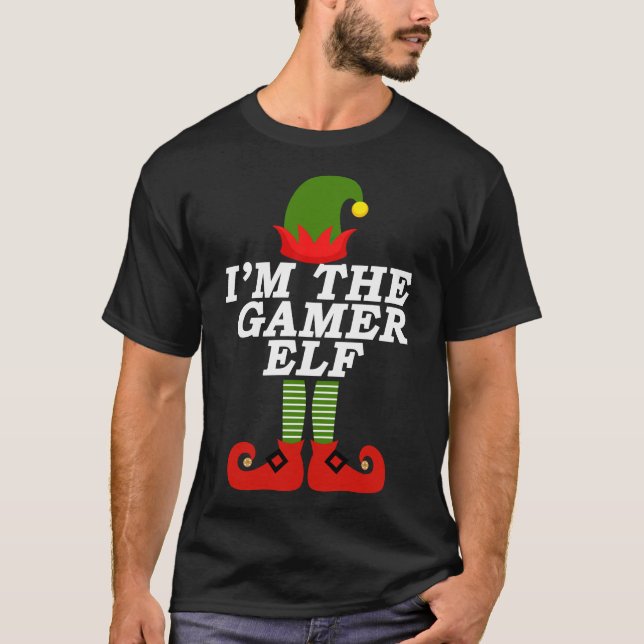 Camiseta Eu sou o Natal do Gamer Elf Matching Family Group (Frente)