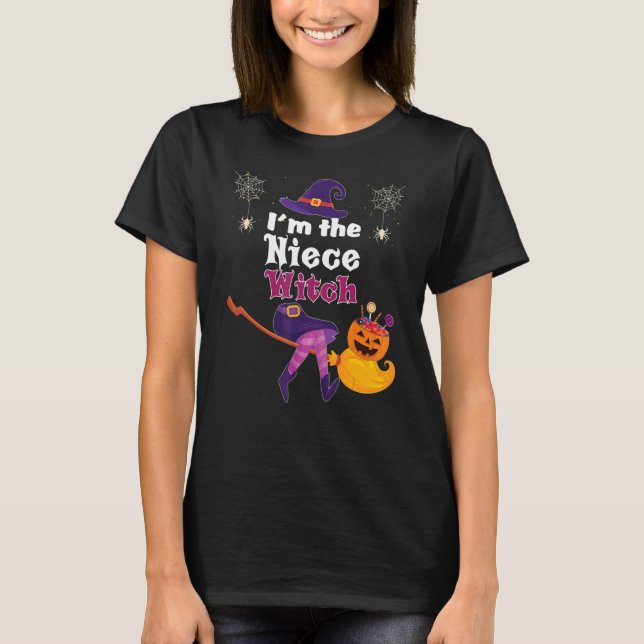 Camiseta Eu sou o "Niece Witch Broom Pumpkin Candy Family H (Frente)