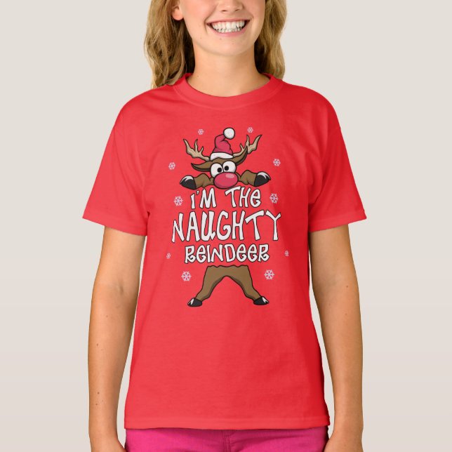 Camiseta Eu sou o Pajama de Natal da Família Reindeer trave (Frente)