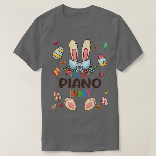 Camiseta Eu sou o Páscoa do Piano Coelhinho que combina com (Frente do Design)
