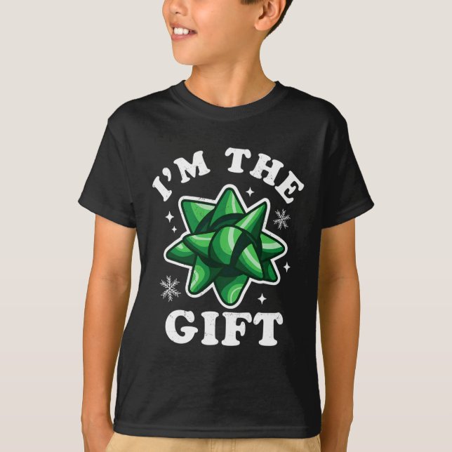 Camiseta Eu sou o presente - doce de Natal engraçado - Nata (Frente)