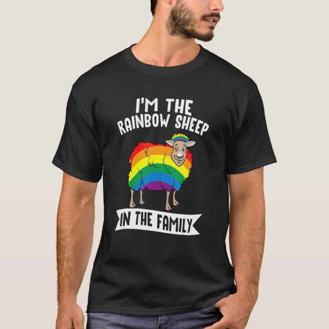 Camiseta Eu sou o Rainbow Sheep da família Lgbtq+ Love Eq (Frente)