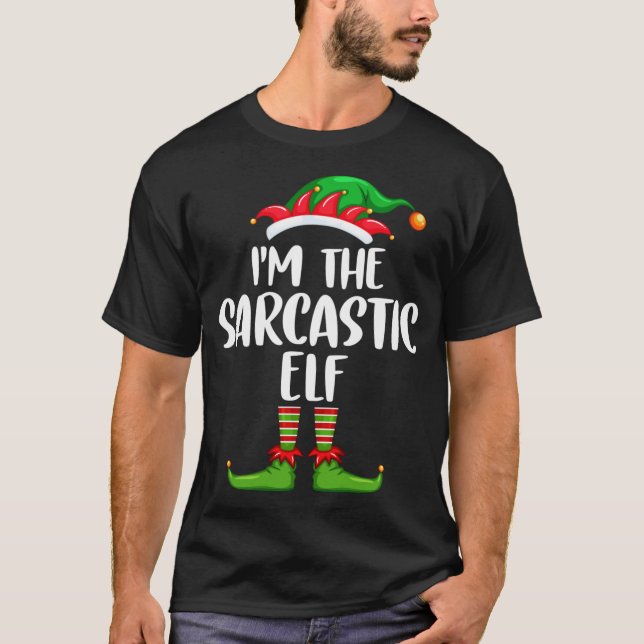 Camiseta Eu sou o Sarcástico Elf Matching Family Natal (Frente)