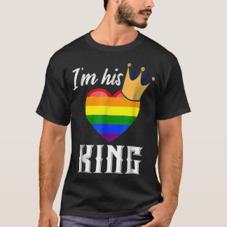 Camiseta Eu sou o seu rei Gay Namorado do Coração Arco-Íris