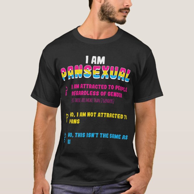 Camiseta Eu Sou Pansexual Gênero Cego Bandeira do Orgulho U (Frente)