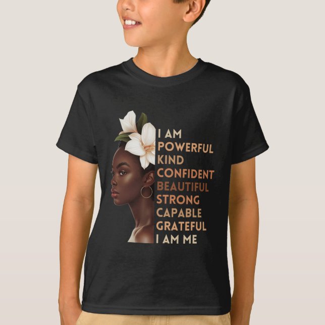 Camiseta Eu Sou Poderoso Confiante Belo Capa Forte (Frente)