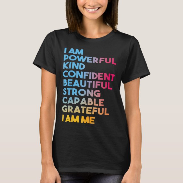 Camiseta Eu Sou Poderoso Confiante Belo Capa Forte (Frente)