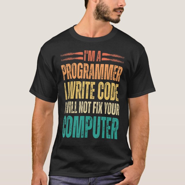 Camiseta Eu sou programador Eu escrevo código binário engra (Frente)