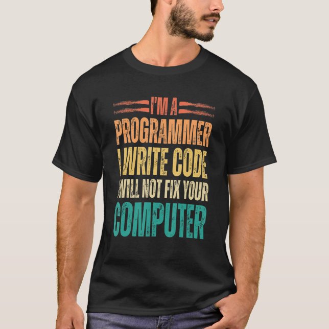 Camiseta Eu sou programador Eu escrevo código binário engra (Frente)