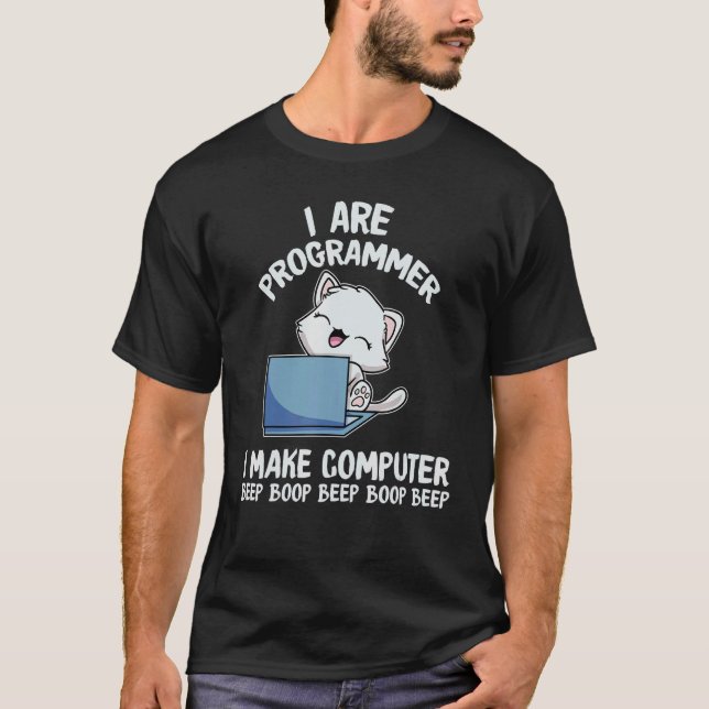Camiseta Eu Sou Programador Eu Faço Computador Bip Boop Eng (Frente)