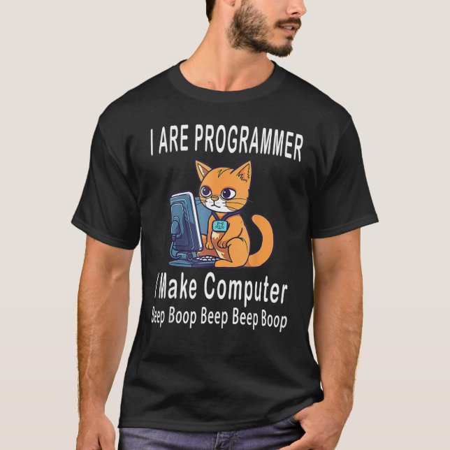 Camiseta Eu Sou Programador Eu Faço Computador Bip Bop  Fof (Frente)