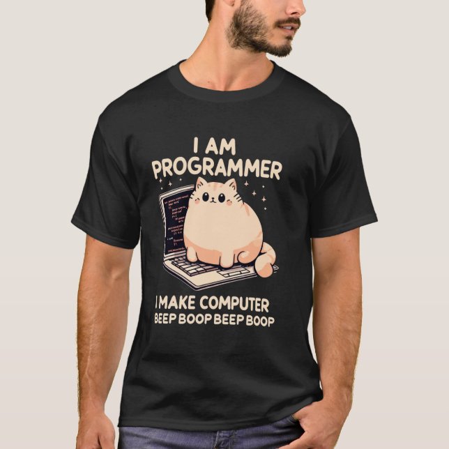Camiseta Eu sou Programador Eu Faço Computador Gato Codific (Frente)